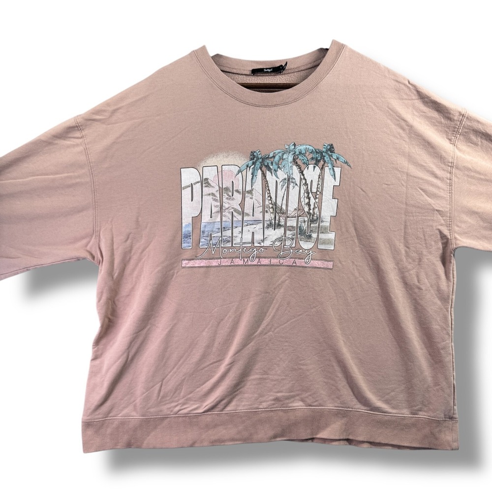 Sportsgirl Women's Sweatshirt Size Large L Paradise Montego Bay Jamaica Pink
